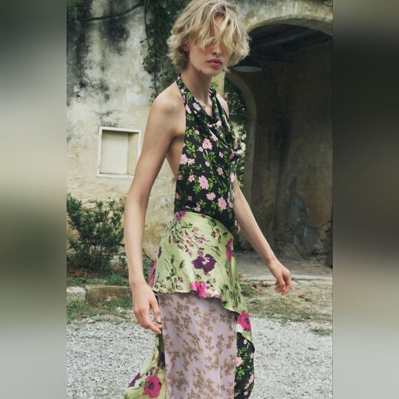 NWT 100% SILK PRINTED DRESS LIMITED EDITION zara - Picture 2 of 13